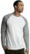 TOP PRO Herren-Baseball-T-Shirt, lange Ärmel, Raglan-Baumwolle, Baseball-T-Shirt, Hellgrau/Weiß, L