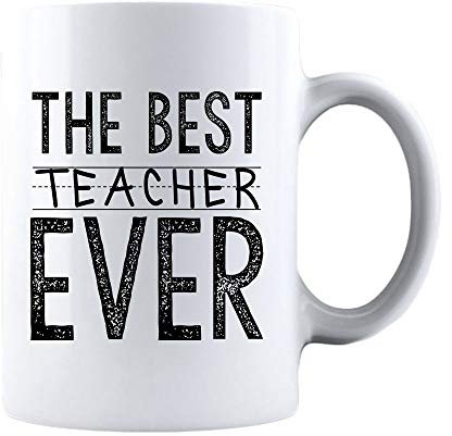 The Best Teacher Ever - Taza de café de 325 ml, color blanco