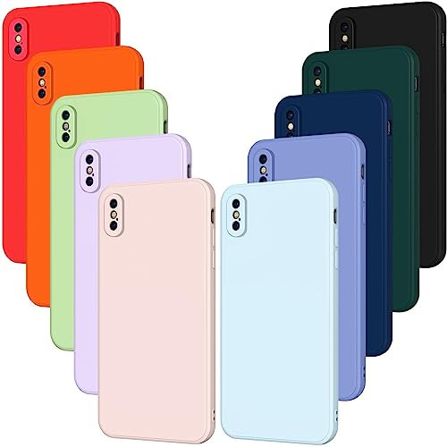 VGUARD 10 Pezzi Cover per iPhone XS/iPhone X 5.8 Pollici con Protezione della Fotocamera, Ultra Sottile Morbida TPU Custodia in Silicone Anti-Graffio Antiurto Protettiva Case - 10 Colori