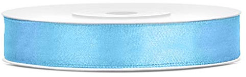 Libetui 25 Meter Satinband Hellblau 12mm Schleifenband Geschenkband hellblaues Dekoband Hellblau Stoffband Hochzeit Deko hellblaues Band Himmelblaue Schleife