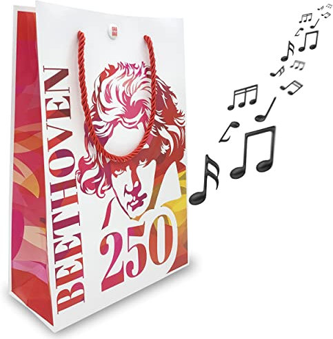 MUSIK-Geschenktüte Beethoven für Klassik-Fans, beim Öffnen der Tasche erklingt Freude schöner Götterfunken, A4 Format, GagBag von bentino