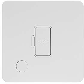 Soho Lighting White Metal Flat Plate 13A Unswitched Connection Unit Flex Outlet Wht Ins Screwless