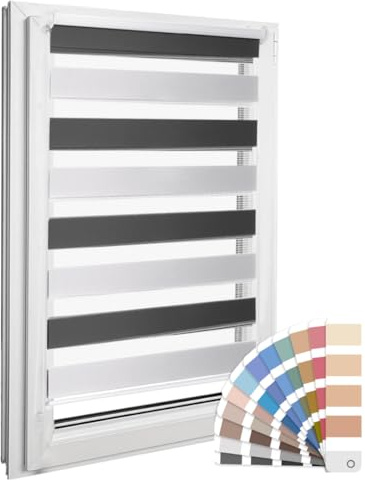 Home-Vision Premium DuoRollo Klemmfix ohne Bohren Zebra B70 x H150cm | Doppelrollo mit Klemmträgern für Fenster & Türen Lichtschutz Tag & Nacht Rollos einfache Montage