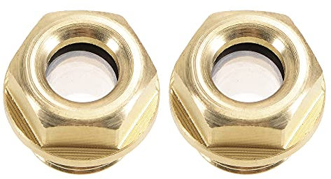 sourcing map Niveau d'huile Compresseur d'air Jauge Bouchon Voyant d'Huile Indicateur Liquide Verre Vue Voyant Raccord en Laiton à Filetage Mâle G1/4 avec Joint Torique Jaune 2Pcs