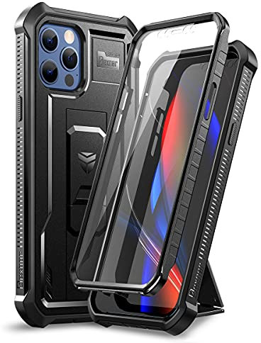 Dexnor Case Compatible with iPhone 12 & 12 Pro [6.1 inch] 360 Full Body Heavy Duty Military Grade Shockproof Hard Back Cover Built-in Screen Protector and Kickstand for iPhone 12/12 Pro - Black