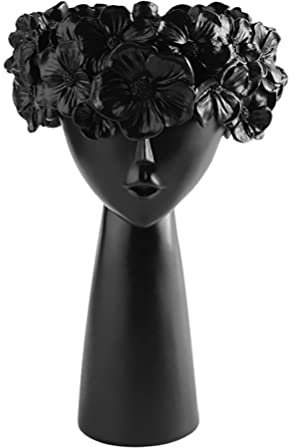 Happyyami 1Stück Skull Flowerpot Resin Menschliches Kopf Design Nordic Deko für Zuhause Sukkulenten Topf Garten Wohnraumgestaltung