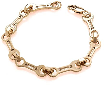 Old English Jewellers 9ct Yellow Gold on Silver Men's Spanner Wrench Bracelet - 8.5 inch