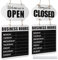 Lavagna da Appendere con Orario di Lavoro Cartello con Open Closed Lavagne di Benvenuto in Legno Cartello Bifacciale per Porta di Ristorante con Penna Cancellabile per Fiorista (Bianco)