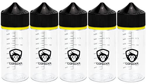 Copackr Chubby Gorilla V3 Tropfflaschen, Plastikflaschen Perfekt für Reisen - Flüssigkeitsflaschen - mit kindersicherer Kappe - 5er-Set (100ml)