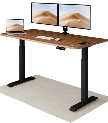 Desktronic HomeOne Standing Desk – 160 x 80 cm Height Adjustable Desk with Electric Dual Motor, Touchscreen Controller & Integrated USB/USB-C, 3 Memory Presets
