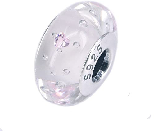 Nbsameng Breloque en Verre de Murano, Charms pour Bracelets et Chaînes pour Femme, Charm en Argent à 925, Breloques Compatibles Pandora, Gnoce et Trollbeads,Violet Transparent