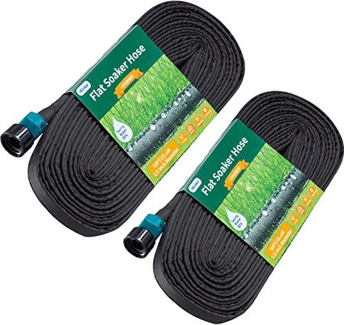 Hlinker Flacher Tropfschlauch, 30, 50, 75, 30, 75, 30, 30, 150 m, für Gartenbeete, 30 m, 1,27 cm, verbindbarer konsistenter Tropfbewässerungsschlauch, spart 80% Wasser, auslaufsicherer,
