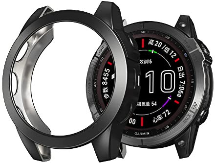 kwmobile Carcasa Compatible con Garmin Fenix 7X - Funda para Pantalla de smartwatch - Negro/Plata
