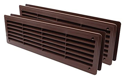 Vent Systems 40 x 15 cm, confezione da 2 registratori d'aria per porte marrone scuro – feritoie per porte a due lati – griglia di ventilazione – griglie di ventilazione per interni, bagno