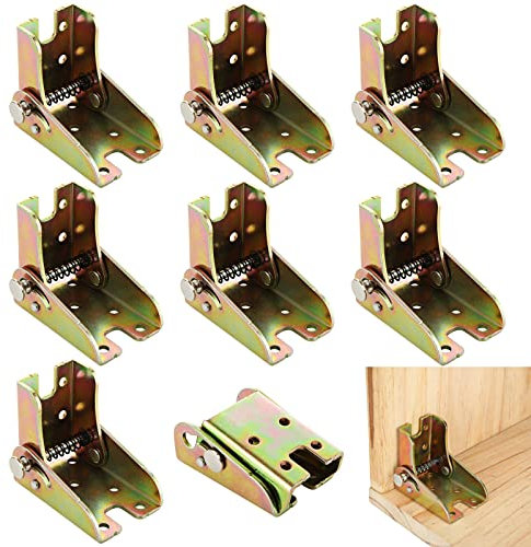 JMIATRY Locking Hinge Set - 90 Degree Folding, Brass Gold Finish, Heavy Duty for Table Legs, Bed Legs & Workbenches