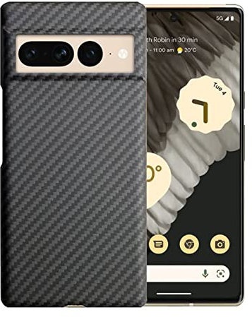 qichenlu Kugelsicher Aramidfaser Schwarz Aramid Hülle für Google Pixel 7 Pro,Militärstandard Stoßfest Extrem Dünn Cover Case Hartschale für Google Pixel 7 Pro
