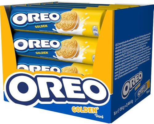 Oreo Golden Galletas de Vainilla Rellenas de Crema Sabor Vainilla 154g - Pack de 16