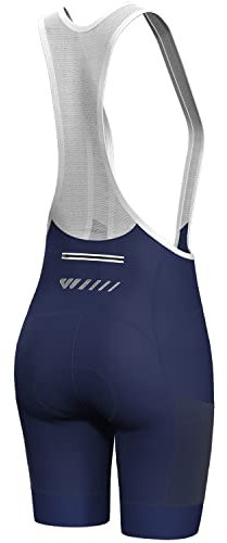 Lo.gas Fahrradhose Damen Gepolstert Mit TräGer Fahrrad TräGerhose Damen Bib Shorts Fahrradhose Schnell Trocknende StoßFeste Fahrradunterhose Mit 4d Polster Tasche Blau M