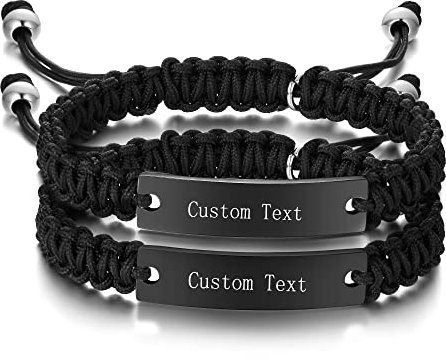 VNOX Customized Matching Bracelets for Couples Magnetic Couple Bracelets Gifts for Hers Grilfriend Long Distance Bracelet (E-Black and Black, Customise**-2PCS)