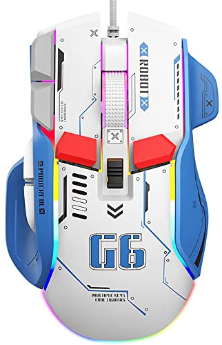 LJFLYXRI Ergonomic Gaming Mouse - Customizable, Comfortable, and Precision-Driven, Wired RGB Gamer Mouse with 10 Programmable Buttons for Ultimate Gaming Experience (White)