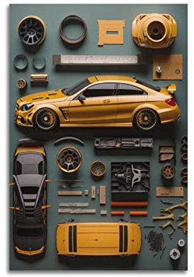 ISTI Sportwagen-Poster für AMG W204 C63 Teile Demontage Poster Dekorative Malerei Leinwand Wandposter und Kunstbild Druck Moderne Familie Schlafzimmer Dekor Poster 30 x 45 cm