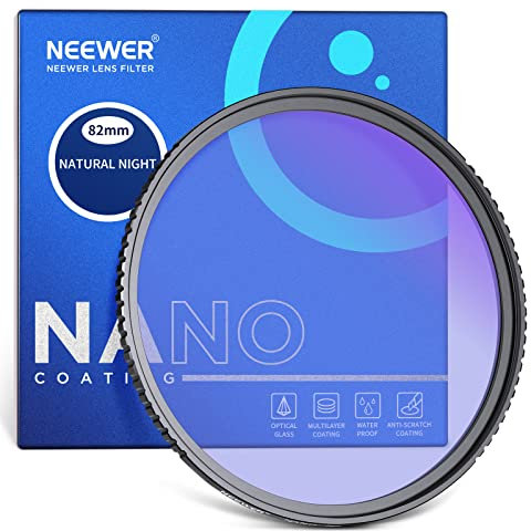 NEEWER 82mm Natural Night Filter with HD Neodymium Glass Build, Light Pollution Reduction Filter with Anti Reflective and Anti Fingerprint Multi Coatings for Night City Sky Shots, No Color Cast