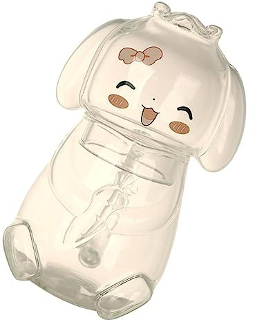 DOITOOL 1er Set Glaskaraffe und Tasse Hasenform 400ml für Nachttisch Schlafzimmer Büro