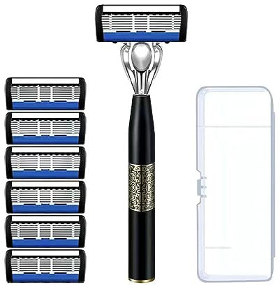 Rasierhobel, Herren und Damen Safety Razor mit 6 Ersatzköpfen+Kasten 7 lagiger Klingen, Edelstahlhandhaben Nassrasierer Einfacher Klingenwechsel Rasierapparat Rasierer für Sanfte Rasur