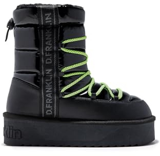 D.Franklin Stivali Donna Con Fodera Interna in Pelliccia Nordic V.2 Shiny Bomb Nero - Stivali per Donna - Moda Casual - Taglia (36) - Modello Bomb