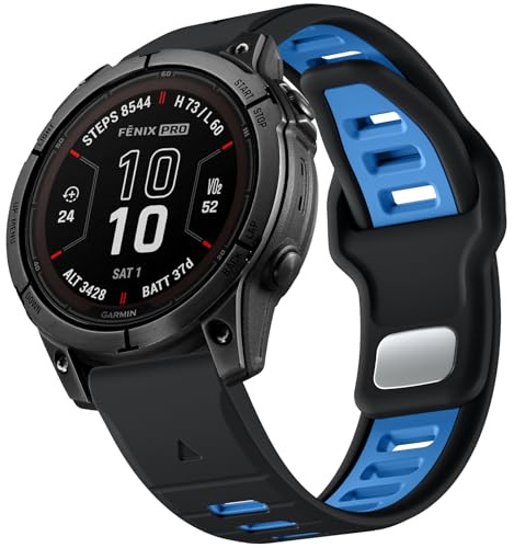 Negatta 22mm Quick Fit Armband Kompatibel mit Garmin Fenix 7/7 Pro/6/6 Pro/5/5 Plus, Forerunner 965/955/945/935/745, Approach S70 47mm/S62/S60/Epix 2/2 Pro 47mm,Weiches Silikonband für Garmin Instinct