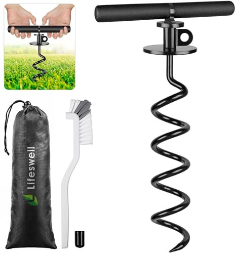 Lifeswell Bodenanker Hund Erdanker Hundeleine - 39.5CM Erdschrauben für Hunde Bis zu 220lbs Kein Verheddern Hof Strand Rasen Outdoor bis große Anlegepflock für Hof und Camping Hundeläufer