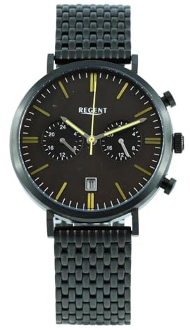 REGENT Herren Armbanduhr Analog Metallarmband schwarz UR1152503 Analoguhr