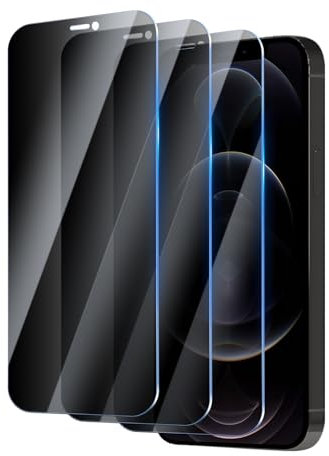 YUXINDZ 3 Pièces Verre Trempé Anti-Espion pour iPhone 12 / iPhone 12 Pro 6,1 Pouces, Film Protection d'Écran Contre les Rayures, Sans Bulles, Dureté 9H Glass