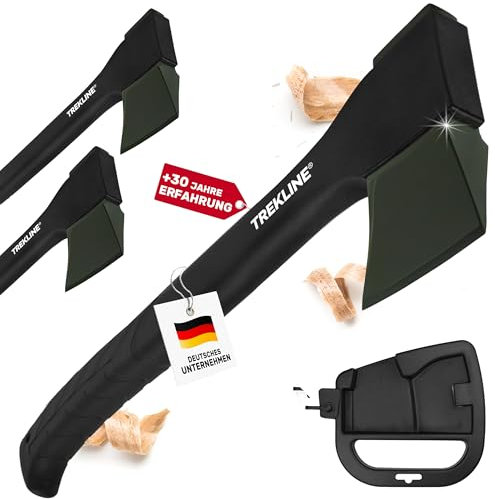 TREKLINE Spaltaxt, Spalthammer [ ErgoFiber™ - Glasfaserverstärkter Griff ] MilitaryCast, Inklusive Klingen-/Transportschutz, Antihaftbeschichtet, Hochwertige Stahl-Klinge [61cm; 1.3 kg]