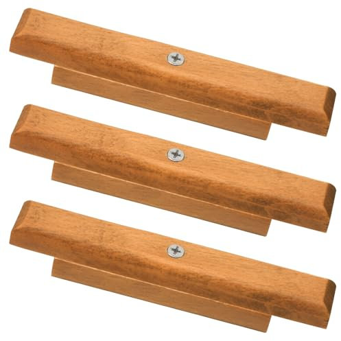 3Pack Cherry Wood Replacement Handle for 22.5 & 18.5 One Touch Grills Compatible with Weber Charcoal Grill Including Mounting Screws