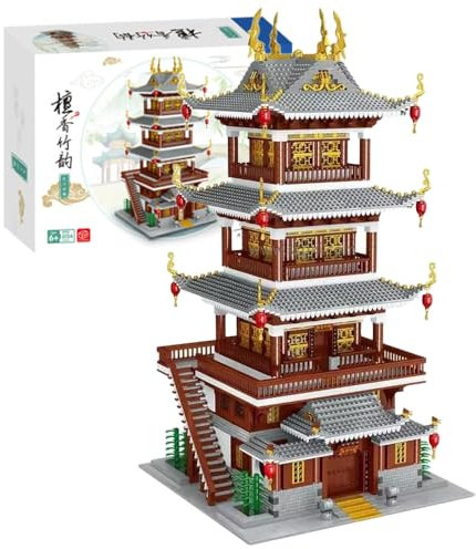 JOMIOD Modular Haus Bausteine, 6134 Klemmbausteine Sandelholz Bambus Reim Chinesische Alte Berühmte Architektur Modular Gebäude, MOC Haus Bausteine Konstruktionsspielzeug für Kinder Erwachsene