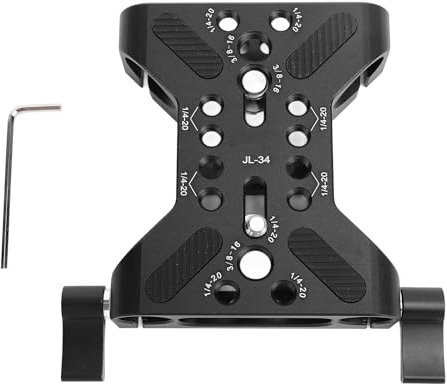 15mm Rail Camera Baseplate, Universal Aluminum Alloy Camera Mounting Base Plate with Hollow Design, for DSLR Cameras, Stands, Tripods, Light Stands