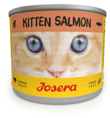 JOSERA Nassfutter Kitten Salmon (6 x 200 g) | Kitten | Premium Katzenfutter nass für wachsende Katzen | Lachs & Pastinake | mit Lachsöl | getreidefrei | Anti-Haarballen | Alleinfutter | 6er Pack