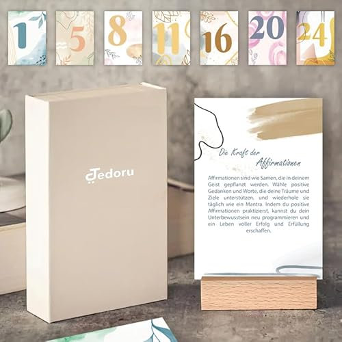 Achtsamkeits-Adventskalender 2024 - Achtsamkeit & Motivation - Adventskalender mit 24 Achtsamkeitsübungen und edlem Holzaufsteller