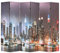 Homgoday Faltbarer Paravent, 228 x 170 cm, Druck New York bei Nacht, Möbel, Sichtschutz für den Außenbereich, Balkon und Garten, Trennwand für den Außenbereich