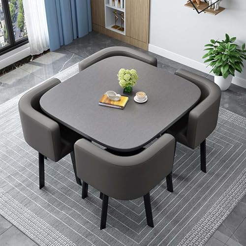 Générique Rond Carré Ensemble De Table à Manger Moderne avec 4 Chaises Table de Conférence et 4 Chaises Table de Réception pour Salle à Manger, T, 80cm/31.5in