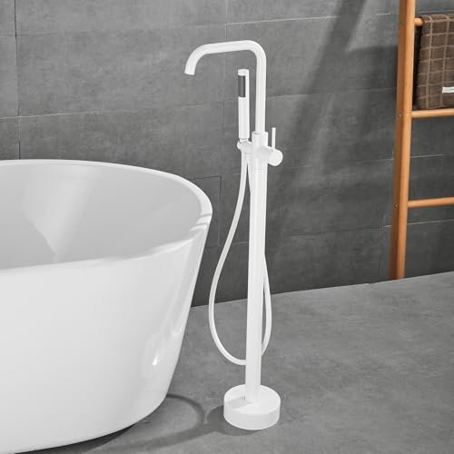 XJTNLB Robinet Baignoire avec Douchette Monotrou Blanc Mitigeur Douche Ilot Rotatif à 360° Mitigeur Monocommande Bain Douche-Un