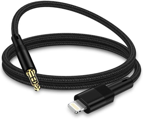 Aux Cable for iPhone in Car Aux Lead,Aux to Lightning Cable[MFi Certified] Stereo Lightning to 3.5mm Headphone Jack Lead Compatible with iPhone 14 Plus 13 Pro Max 12 11 i Pad Pro 11 Mini XS XR X 8(1M)