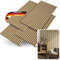 DELUKE® 3D Akustikpaneele 4er Set - Holz Optik Paneele | Akustik Wandpaneele Akustikplatten für Wand, Wohnzimmer, Flur, Küche Lamellenwand Wandverkleidung | Eiche Hell