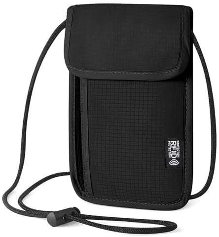 Brustbeutel Herren,Brustbeutel Damen Klein,Handy Organizer Umhängegeldbeutel Herren,Geldbeutel Zum Umhängen,RFID Reisegeldbeutel Diebstahlsicher,Reisepass Tasche für Travel,Diebstahlsichere (Schwarz)