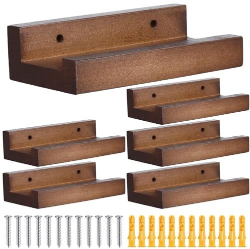 Fravsiu Wall Mount Album Shelf, 6pcs Wall Display Shelf, Metal Vinyl Holder, Record Wall Mount Stand, Album Display Rack, Modern Home Decor for Record Lovers