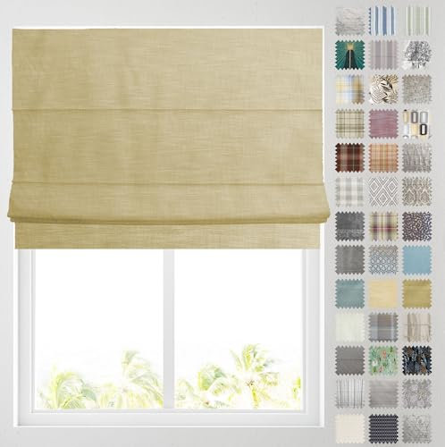 Barnes Blinds - Patterned Roman Blinds, Fully Lined, Custom Sizing Available - Durable Fittings Easy Fit (Sienna Ochre 61cm)