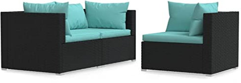 TJROO Terrassenmöbel-Set, 3 Stück Gartensofas mit Wasser, Kissen für den Außenbereich, Gartenstuhl, Gartenmöbel-Set, Terrassenmöbel, Stühle für den Garten, aus PE-Rattan