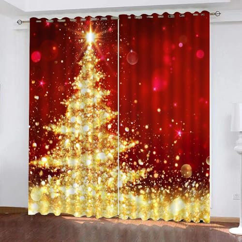 Generisch Vorhang Blickdicht Weihnachten Elch Rot 2 Stück H 160Cm X B 100Cm,Gardinen Kurz Modern Fenster Mit Ösen,Verdunklungsvorhänge Lichtundurchlässig Kinderzimmer,Kinder Vorhang Verdunkelung,A11
