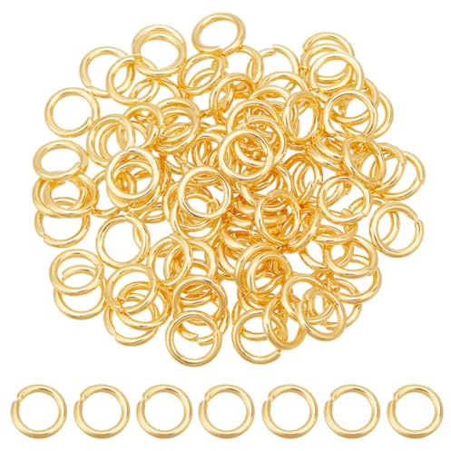 HOBBIESAY 100 Stück Goldene Biegeringe 6mm Offener Biegering Aus Edelstahl 24 Karat Vergoldete Biegeringe Ungelötete Ringverbinder Kleiner Spaltring Schmuckherstellungszubehör
